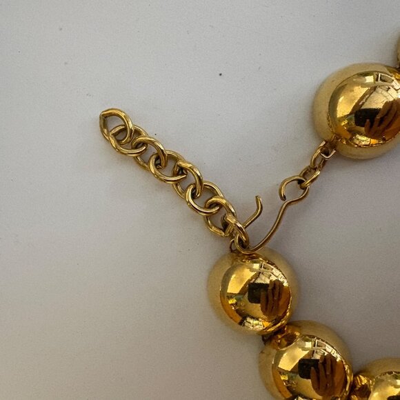 Monet Signed Gold Tone Necklace Chunky Half Domed Choker Statement Jewelry - Picture 6 of 8